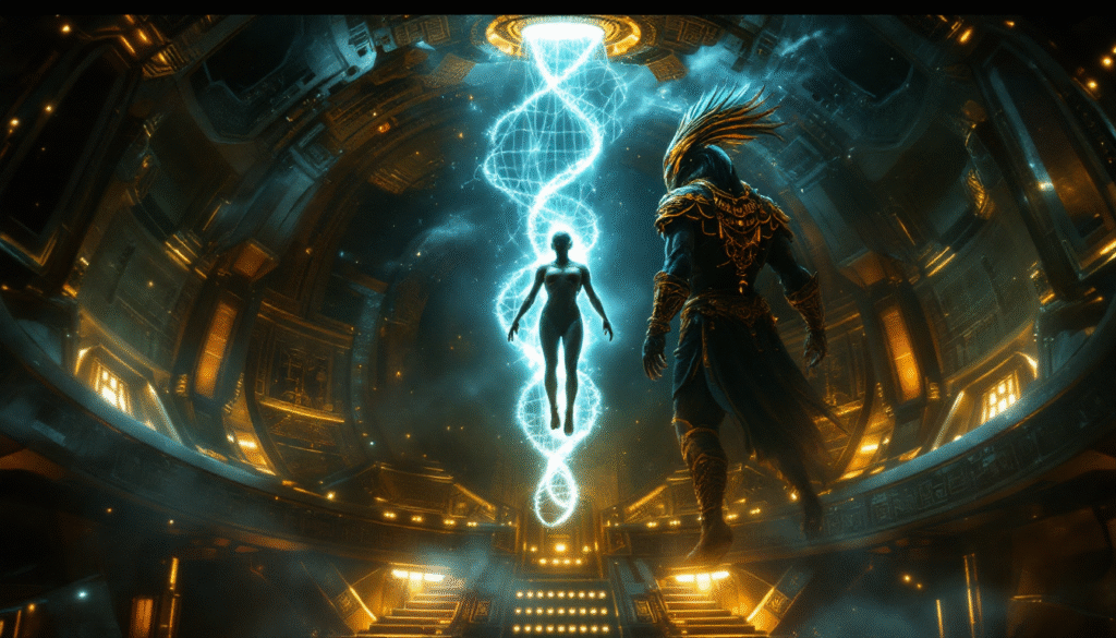 an annunaki alien creating a human